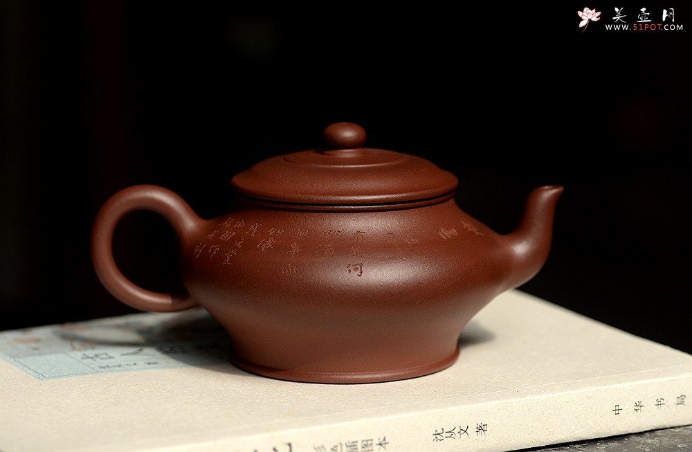 紫砂壶图片：刘世涛文气之作 全手景舟虚扁 耐品 - 全手工紫砂壶网