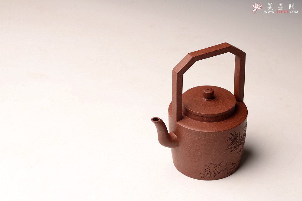 紫砂壶图片：詹黎明丙申秋全手新作 贤提 颇具难度 高路精刻 挺拔 - 全手工紫砂壶网
