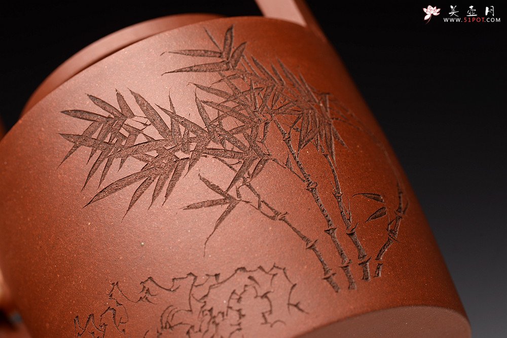 紫砂壶图片：詹黎明丙申秋全手新作 贤提 颇具难度 高路精刻 挺拔 - 全手工紫砂壶网