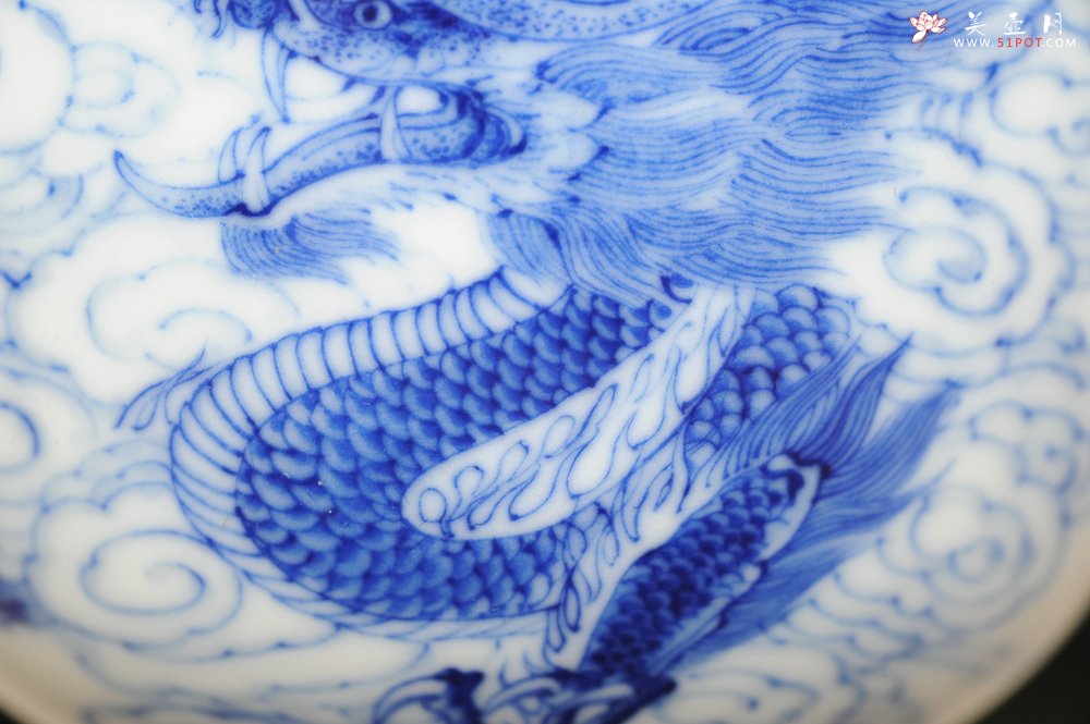 紫砂壶图片：生肖龙 景德镇全手工手绘青花主人杯  - 全手工紫砂壶网