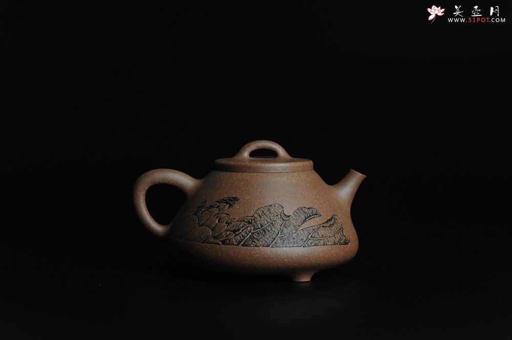 紫砂壶图片：全手工心舟石瓢 毛国强徒弟陆轶舟文气装饰 - 全手工紫砂壶网