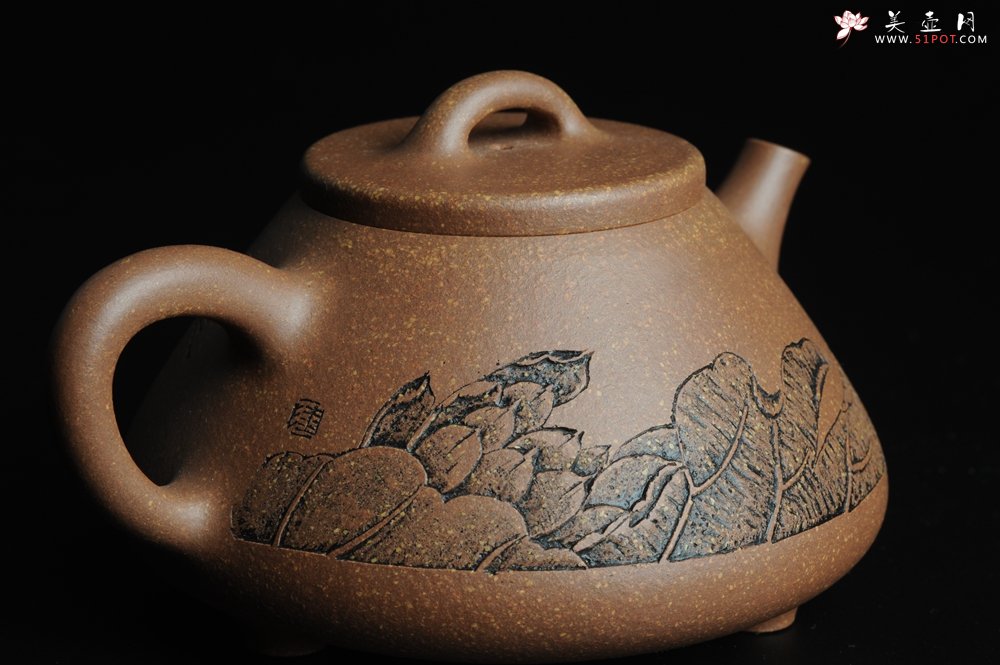 紫砂壶图片：全手工心舟石瓢 毛国强徒弟陆轶舟文气装饰 - 全手工紫砂壶网