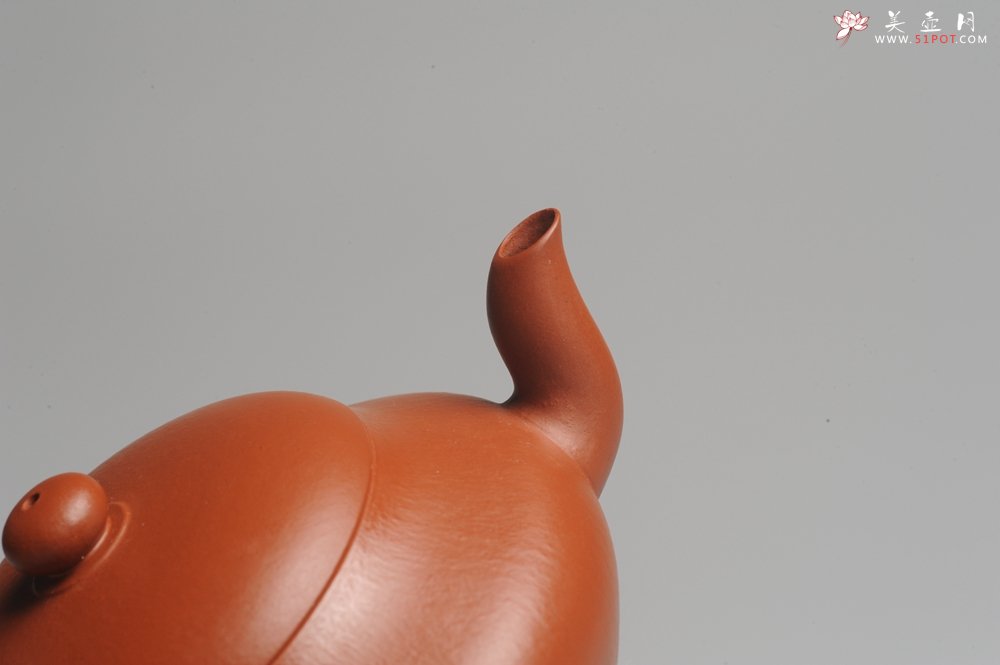 紫砂壶图片：小煤窑朱泥 全手工扁灯壶 端庄秀雅 - 全手工紫砂壶网