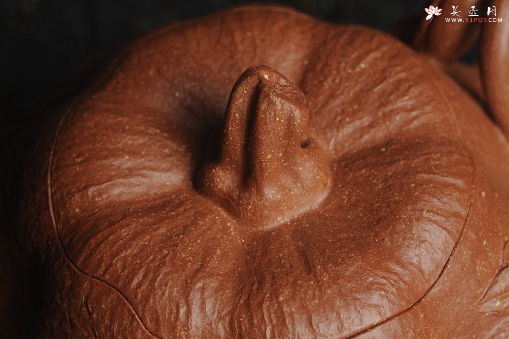 紫砂壶图片：美壶特惠 精致卡盖全手工油润降坡泥仿生小叶歪瓜 难度大 - 全手工紫砂壶网