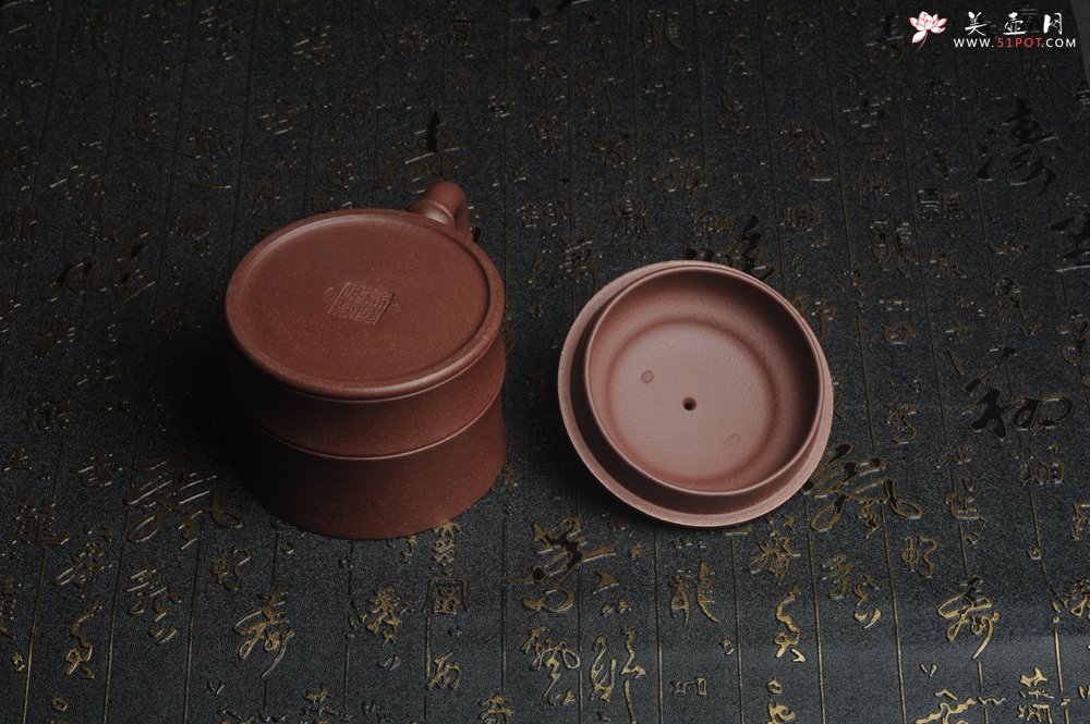 紫砂壶图片：美杯特惠 优质紫泥精工竹节盖杯 - 全手工紫砂壶网