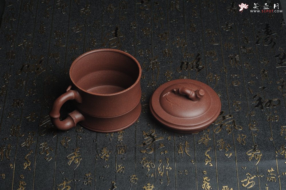 紫砂壶图片：美杯特惠 优质紫泥精工竹节盖杯 - 全手工紫砂壶网