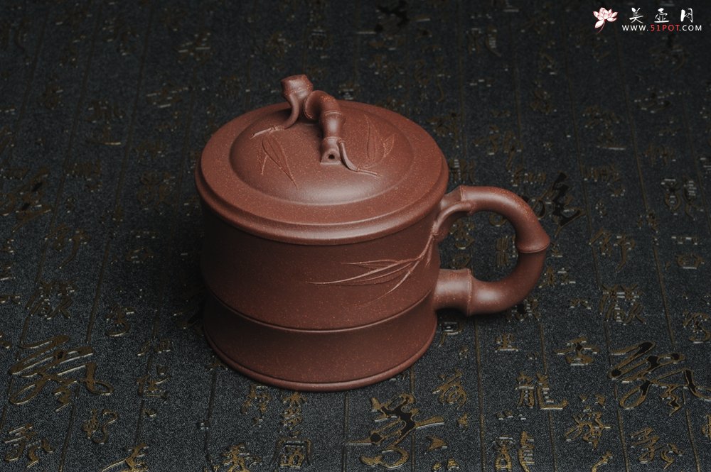 紫砂壶图片：美杯特惠 优质紫泥精工竹节盖杯 - 全手工紫砂壶网