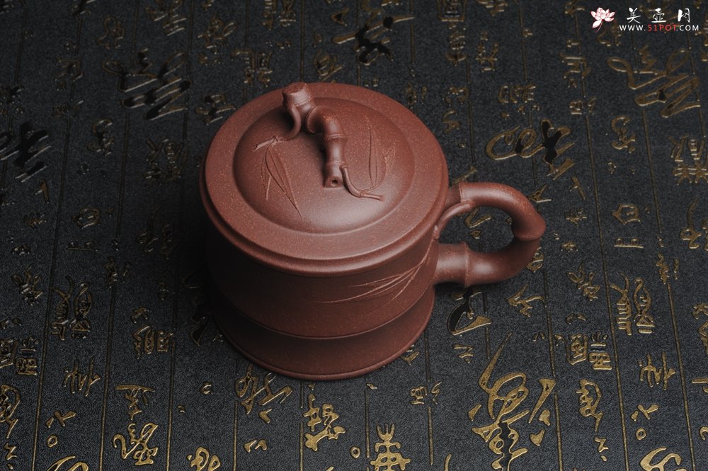 紫砂壶图片：美杯特惠 优质紫泥精工竹节盖杯 - 全手工紫砂壶网