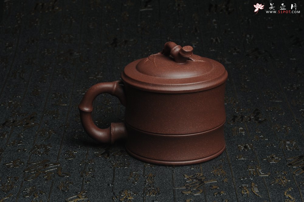 紫砂壶图片：美杯特惠 优质紫泥精工竹节盖杯 - 全手工紫砂壶网