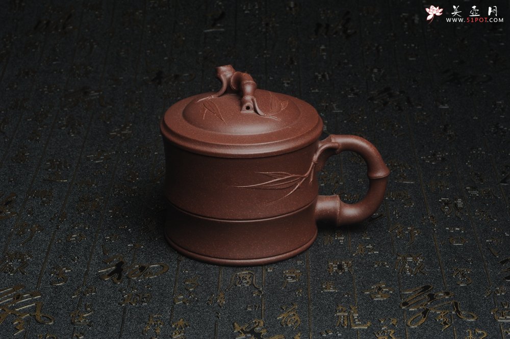 紫砂壶图片：美杯特惠 优质紫泥精工竹节盖杯 - 全手工紫砂壶网