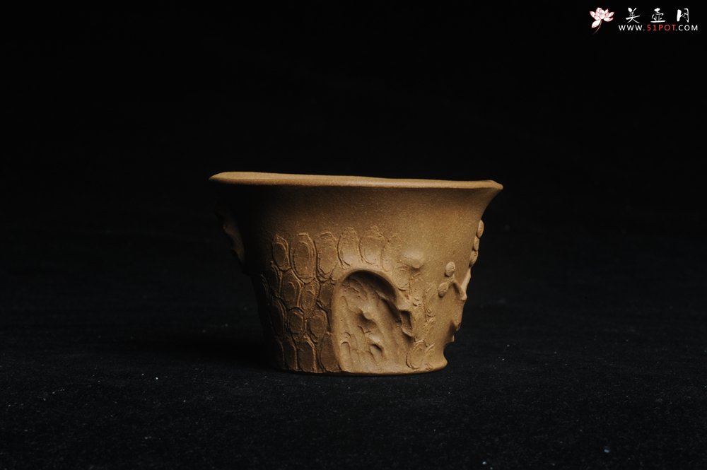 紫砂壶图片：美杯特惠 精致全手工松桩杯 肌理自然丰富 茶人醉爱 - 全手工紫砂壶网