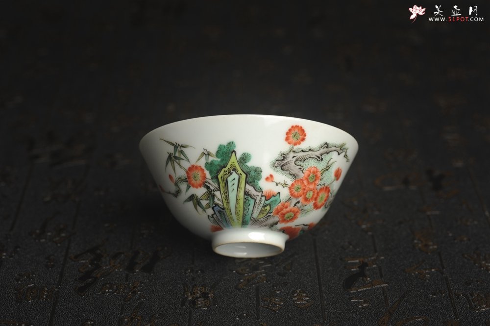 紫砂壶图片：玄辰器  精品古彩岁寒三友主人杯压手杯 景德镇茶杯 茶人醉爱 - 全手工紫砂壶网