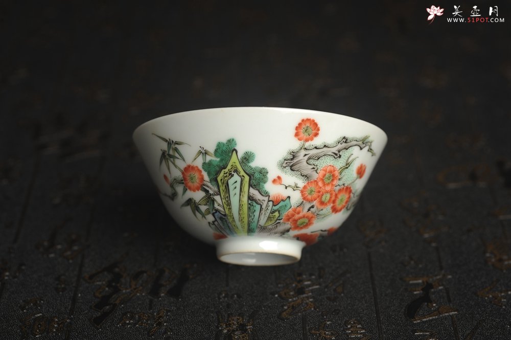 紫砂壶图片：玄辰器  精品古彩岁寒三友主人杯压手杯 景德镇茶杯 茶人醉爱 - 全手工紫砂壶网