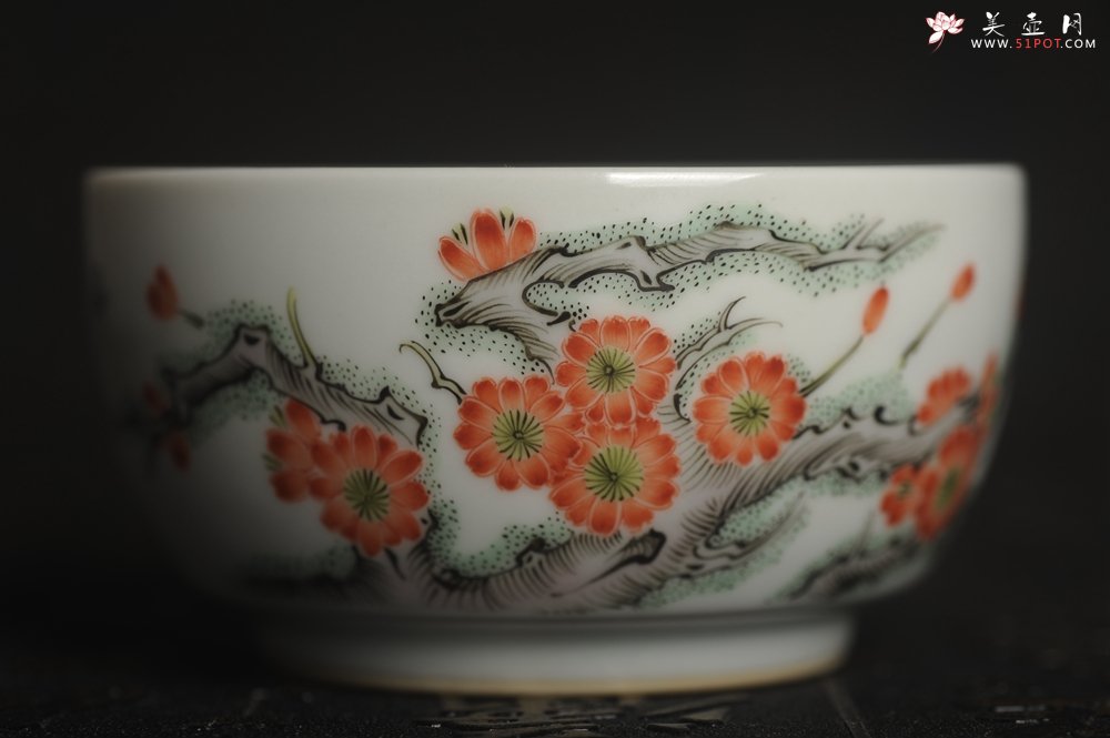 紫砂壶图片：玄辰器 精品古彩 清风自远 主人杯压手杯 景德镇茶杯 茶人醉爱 - 全手工紫砂壶网