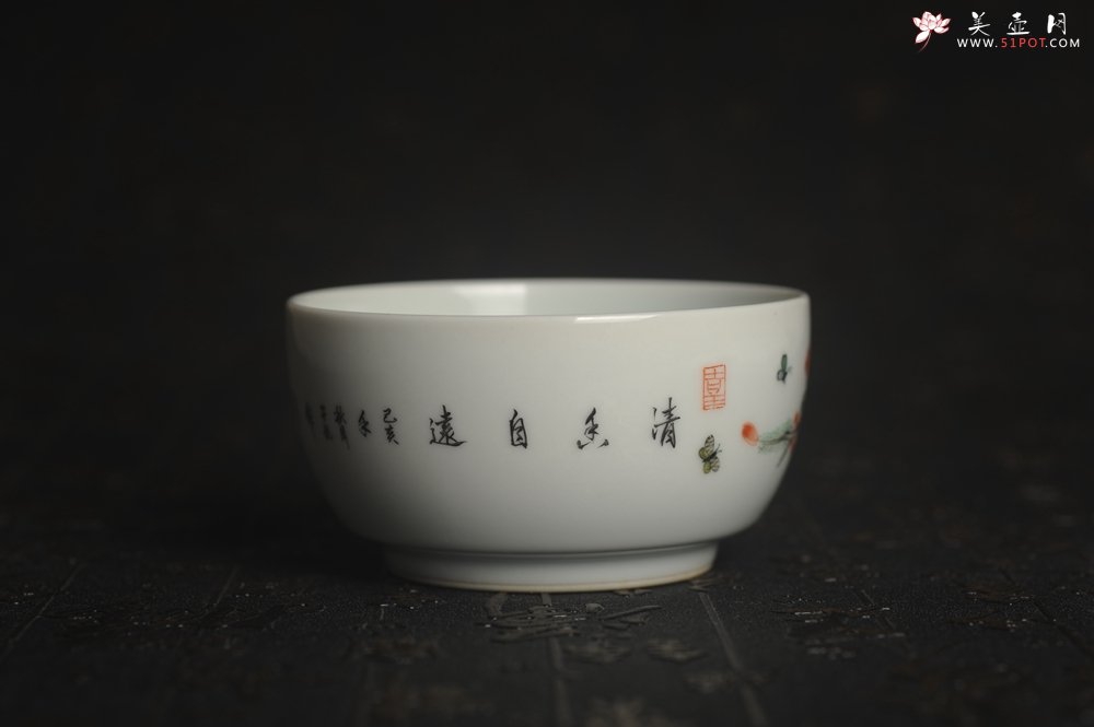 紫砂壶图片：玄辰器 精品古彩 清风自远 主人杯压手杯 景德镇茶杯 茶人醉爱 - 全手工紫砂壶网