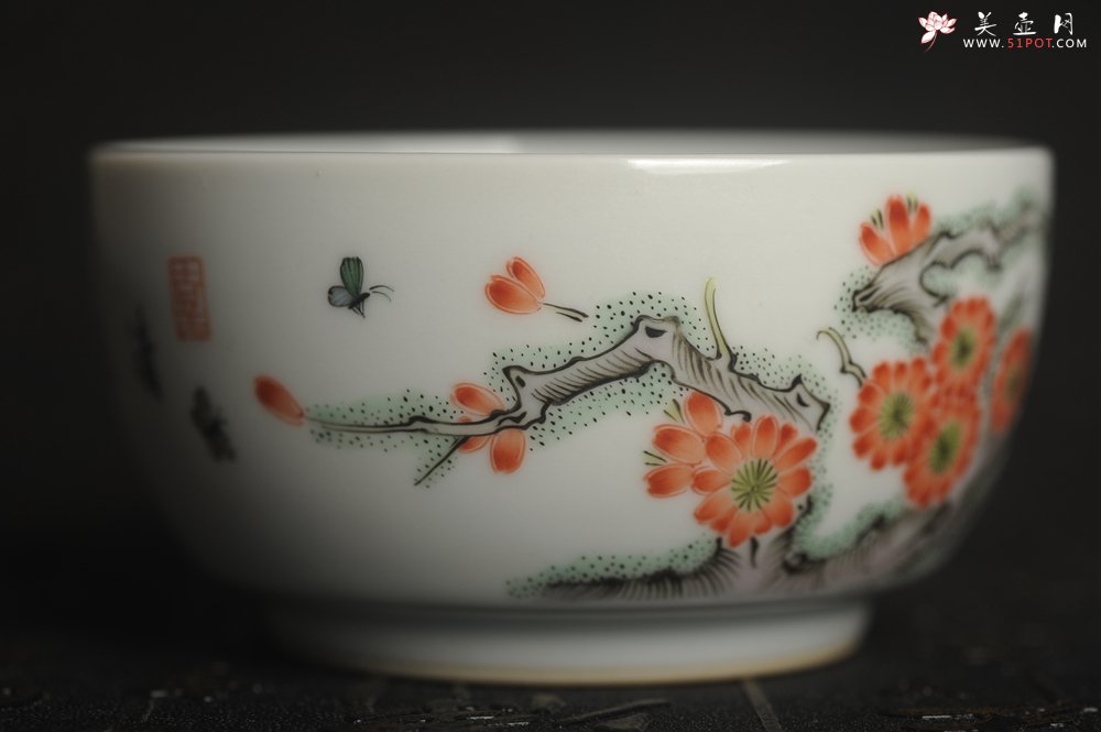 紫砂壶图片：玄辰器 精品古彩 清风自远 主人杯压手杯 景德镇茶杯 茶人醉爱 - 全手工紫砂壶网