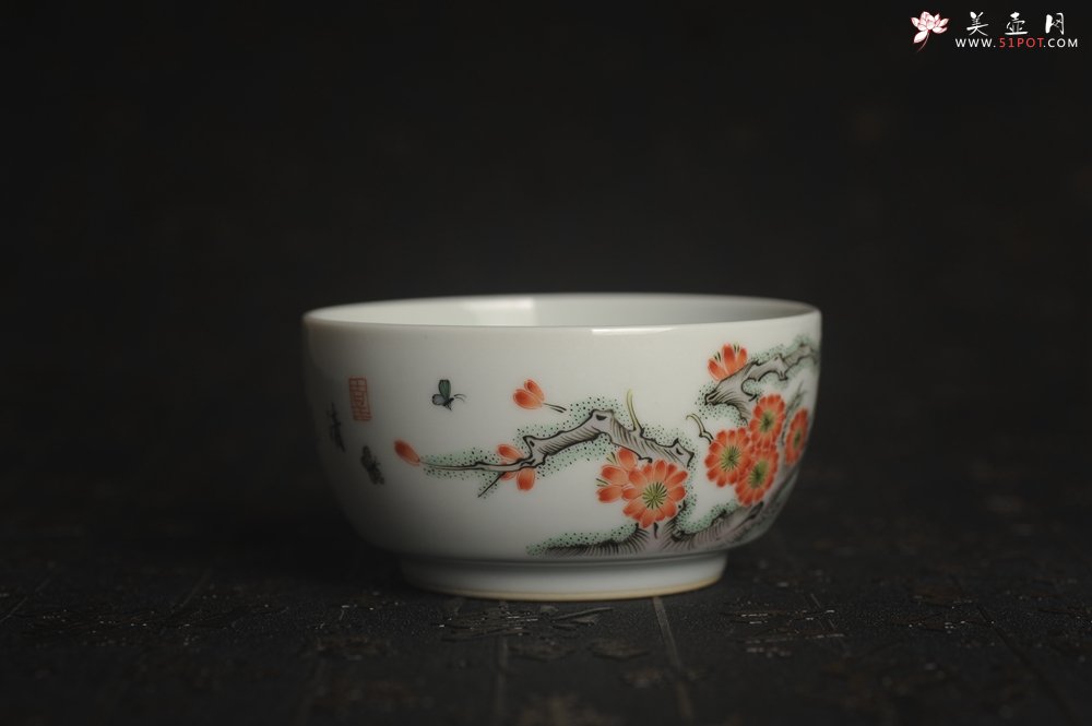 紫砂壶图片：玄辰器 精品古彩 清风自远 主人杯压手杯 景德镇茶杯 茶人醉爱 - 全手工紫砂壶网