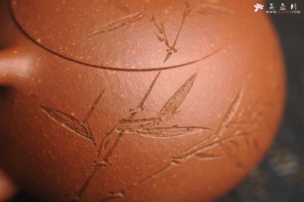 紫砂壶图片：油润降坡泥全手工小品西施壶 竹留清风 装饰居不可无竹 特文气 - 全手工紫砂壶网