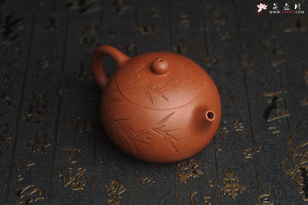 紫砂壶图片：油润降坡泥全手工小品西施壶 竹留清风 装饰居不可无竹 特文气 - 全手工紫砂壶网