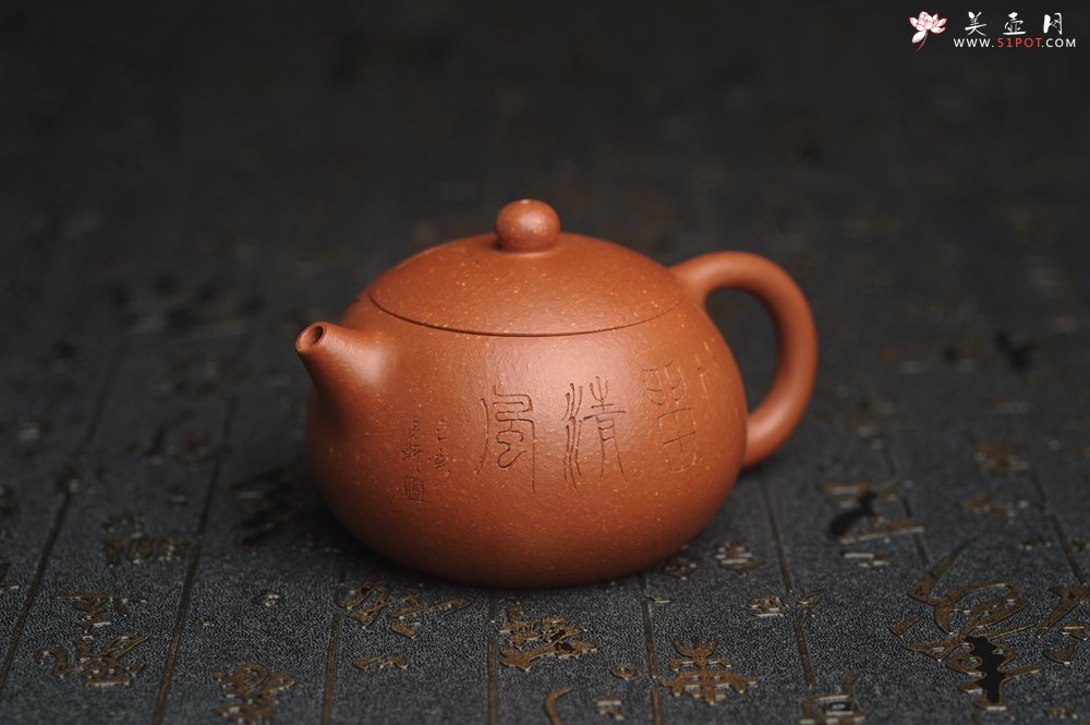 紫砂壶图片：油润降坡泥全手工小品西施壶 竹留清风 装饰居不可无竹 特文气 - 全手工紫砂壶网