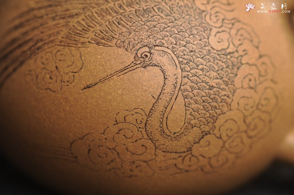 紫砂壶图片：油润老黄段泥(此泥料属于家藏老料！油润无比，识者自知！)全手工小品西施 装饰云鹤特文气 - 全手工紫砂壶网