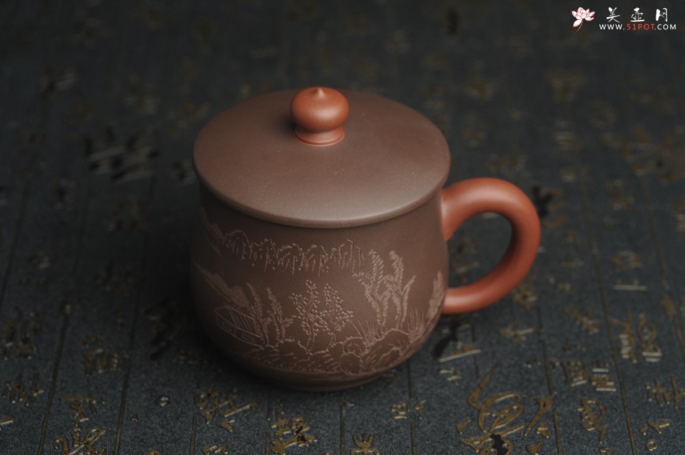 紫砂壶图片：年底纯福利特惠 优质紫泥 山水厚实盖杯 特文气 - 全手工紫砂壶网