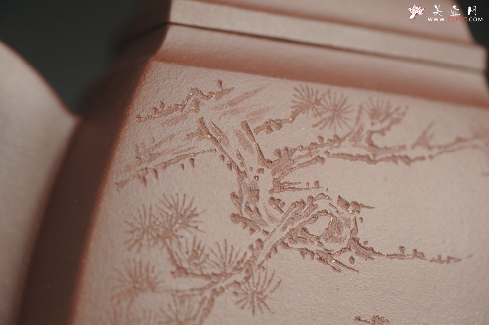 紫砂壶图片：全手工精致汉方壶 无事此静坐 有情且赋诗 禅意浓浓 - 全手工紫砂壶网