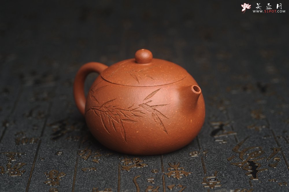 紫砂壶图片：油润降坡泥全手工小品西施壶 竹留清风 装饰居不可无竹 特文气 - 全手工紫砂壶网