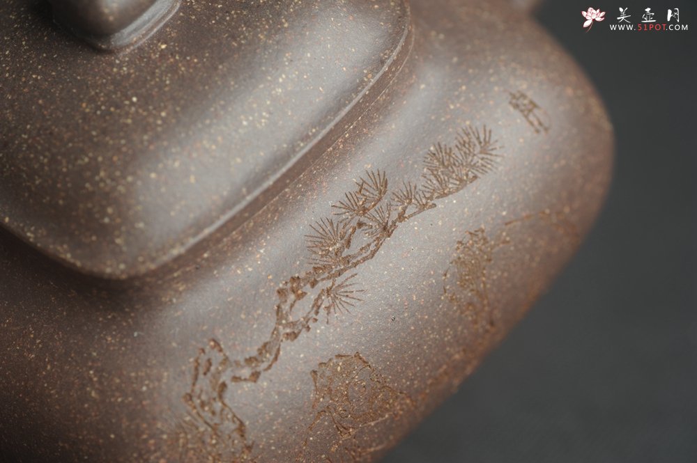 紫砂壶图片：实力派张海艳全手工特好老青灰段泥传炉壶 装饰人物 饮者寿 特文气 - 全手工紫砂壶网