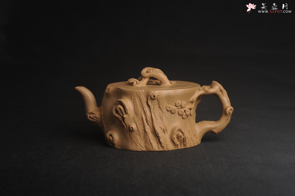 紫砂壶图片：潜力股唐老师 全手工精致老段松桩壶 肌理丰富生动 期待与您结缘 - 全手工紫砂壶网