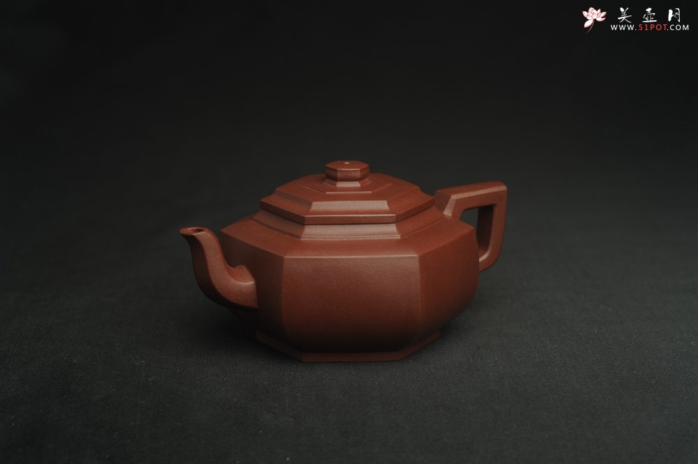 紫砂壶图片：美壶特惠 泥料超好 原矿紫红泥精致全手工六方雪华壶 - 全手工紫砂壶网