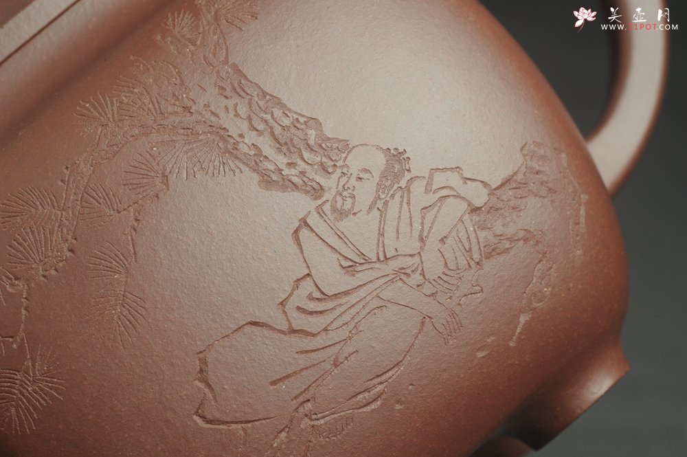 紫砂壶图片：实力派张海艳全手工油润底曹青重器鸣远四方 气势磅礴 用心之作 装饰人物特文气 - 全手工紫砂壶网