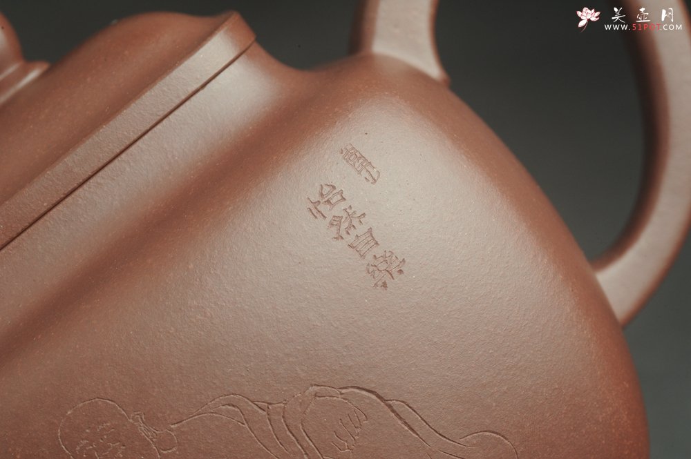 紫砂壶图片：实力派张海艳全手工油润底曹青重器鸣远四方 气势磅礴 用心之作 装饰人物特文气 - 全手工紫砂壶网