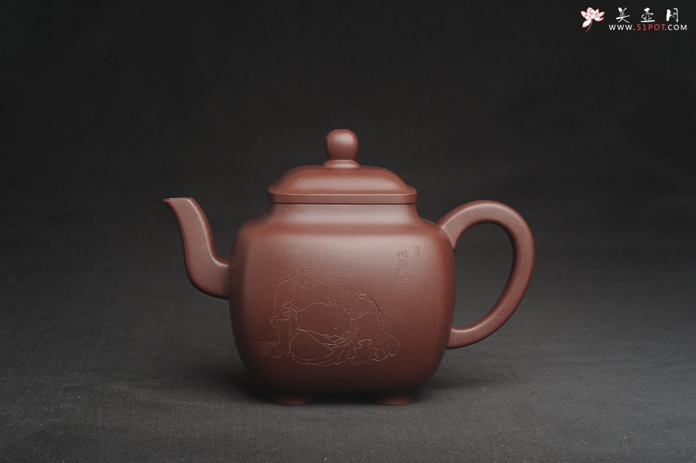 紫砂壶图片：实力派张海艳全手工油润底曹青重器鸣远四方 气势磅礴 用心之作 装饰人物特文气 - 全手工紫砂壶网
