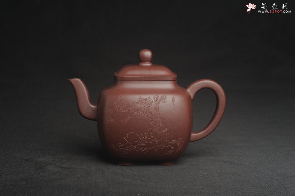 紫砂壶图片：实力派张海艳全手工油润底曹青重器鸣远四方 气势磅礴 用心之作 装饰人物特文气 - 全手工紫砂壶网