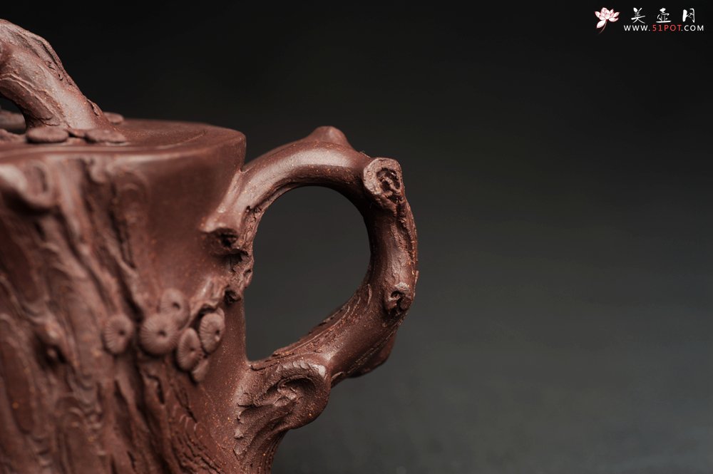 紫砂壶图片：潜力股唐老师 全手工精致老紫泥松桩壶 肌理丰富生动 期待与您结缘 - 全手工紫砂壶网