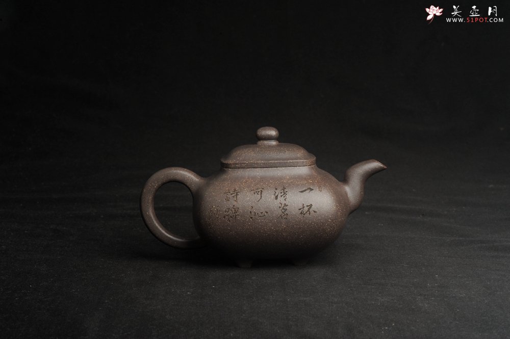 紫砂壶图片：实力派张海艳全手工特好老青灰段泥传炉壶 装饰人物 一杯清茗可沁诗脾  特文气 - 全手工紫砂壶网