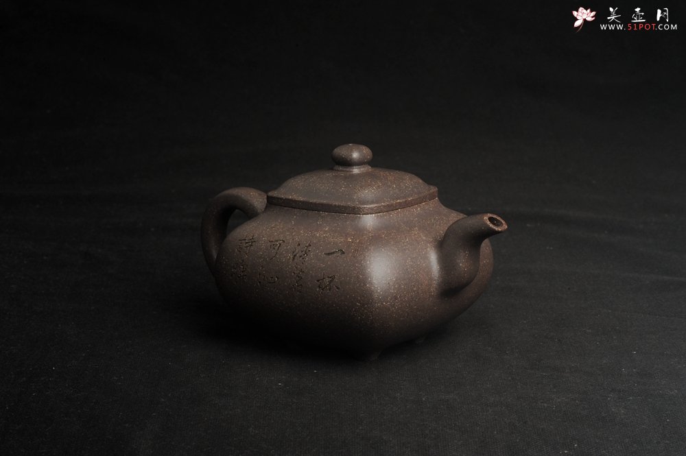 紫砂壶图片：实力派张海艳全手工特好老青灰段泥传炉壶 装饰人物 一杯清茗可沁诗脾  特文气 - 全手工紫砂壶网