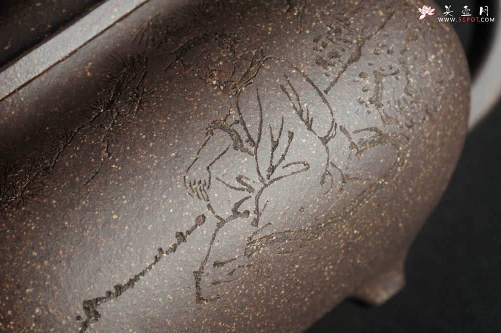 紫砂壶图片：实力派张海艳全手工特好老青灰段泥传炉壶 装饰人物 一杯清茗可沁诗脾  特文气 - 全手工紫砂壶网