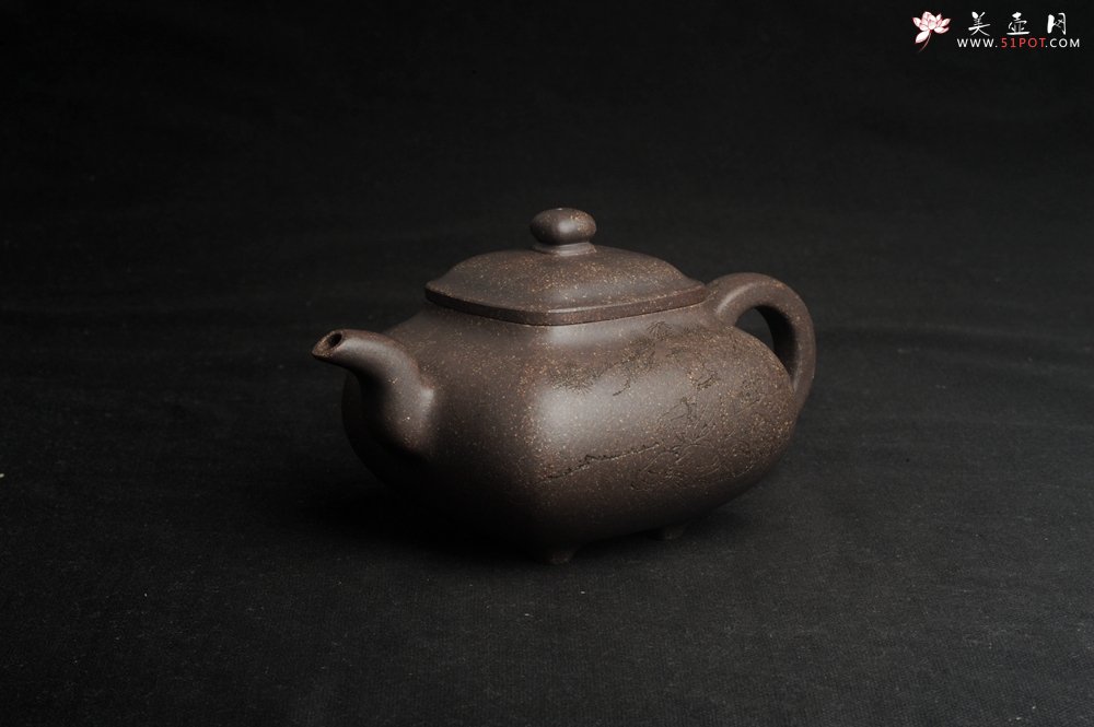 紫砂壶图片：实力派张海艳全手工特好老青灰段泥传炉壶 装饰人物 一杯清茗可沁诗脾  特文气 - 全手工紫砂壶网