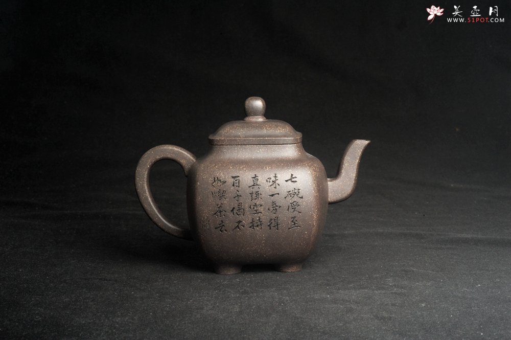 紫砂壶图片：实力派张海艳 全手工油润老青灰段泥重器鸣远四方 气势磅礴 用心之作 装饰人物特文气 - 全手工紫砂壶网