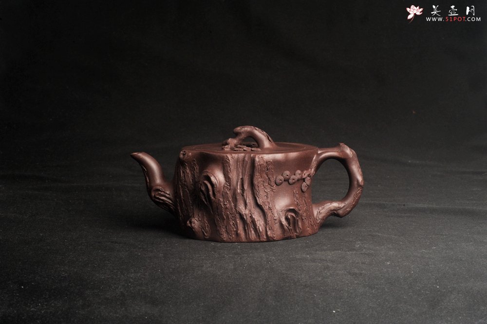 紫砂壶图片：潜力股唐老师 全手工精致紫泥桩壶 肌理丰富生动 期待与您结缘 - 全手工紫砂壶网