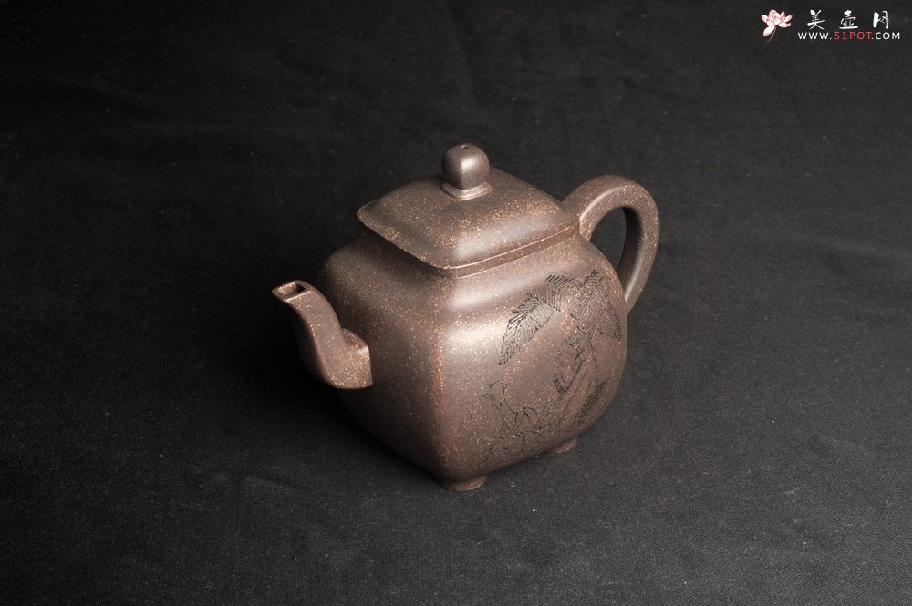 紫砂壶图片：实力派张海艳 全手工油润老青灰段泥重器鸣远四方 气势磅礴 用心之作 装饰人物特文气 - 全手工紫砂壶网