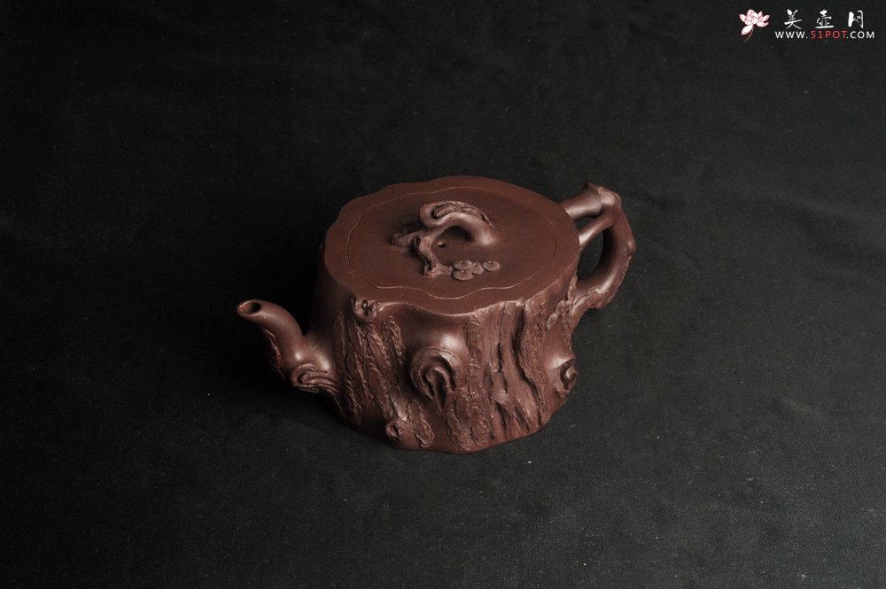 紫砂壶图片：潜力股唐老师 全手工精致紫泥桩壶 肌理丰富生动 期待与您结缘 - 全手工紫砂壶网