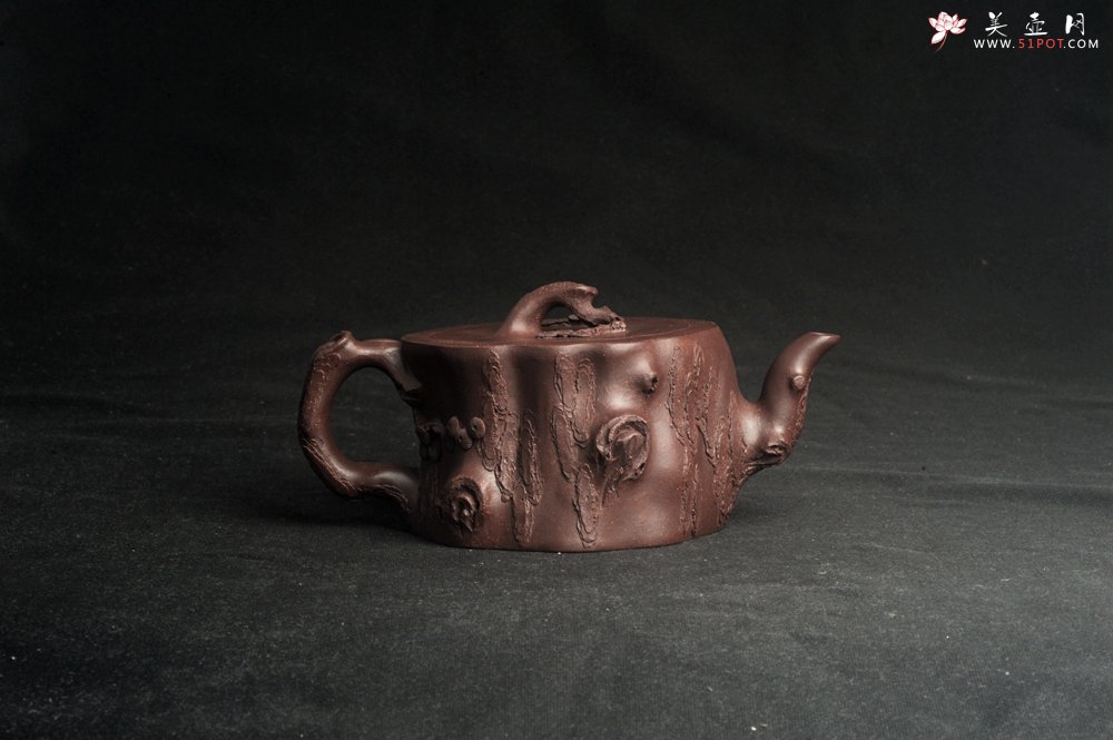 紫砂壶图片：潜力股唐老师 全手工精致紫泥桩壶 肌理丰富生动 期待与您结缘 - 全手工紫砂壶网