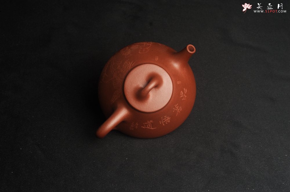 紫砂壶图片：特好底曹青 全手工品茗悟道小子冶石瓢 装饰特文气 期待与亲结缘 - 全手工紫砂壶网