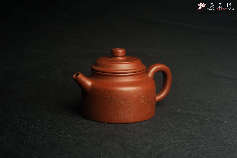 紫砂壶图片：油润老清水泥全手工小品德中壶 装饰虾图 茶亦醉人 特实用文气 - 全手工紫砂壶网