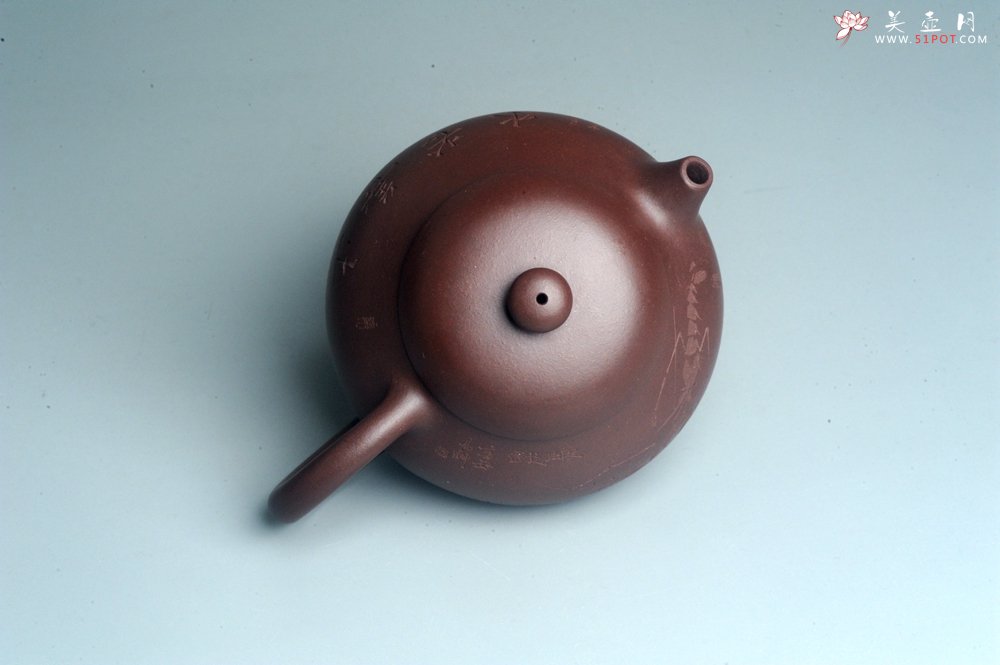 紫砂壶图片：油润底曹青 全手工文旦茶壶 上善若水 虾趣图 特文气 期待与亲结缘 - 全手工紫砂壶网