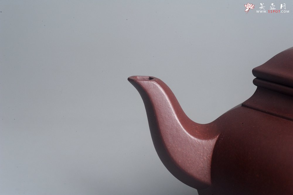 紫砂壶图片：实力派张海艳全手工纯色底曹青六方笑樱壶 做工灰常精致 气韵流畅 - 全手工紫砂壶网