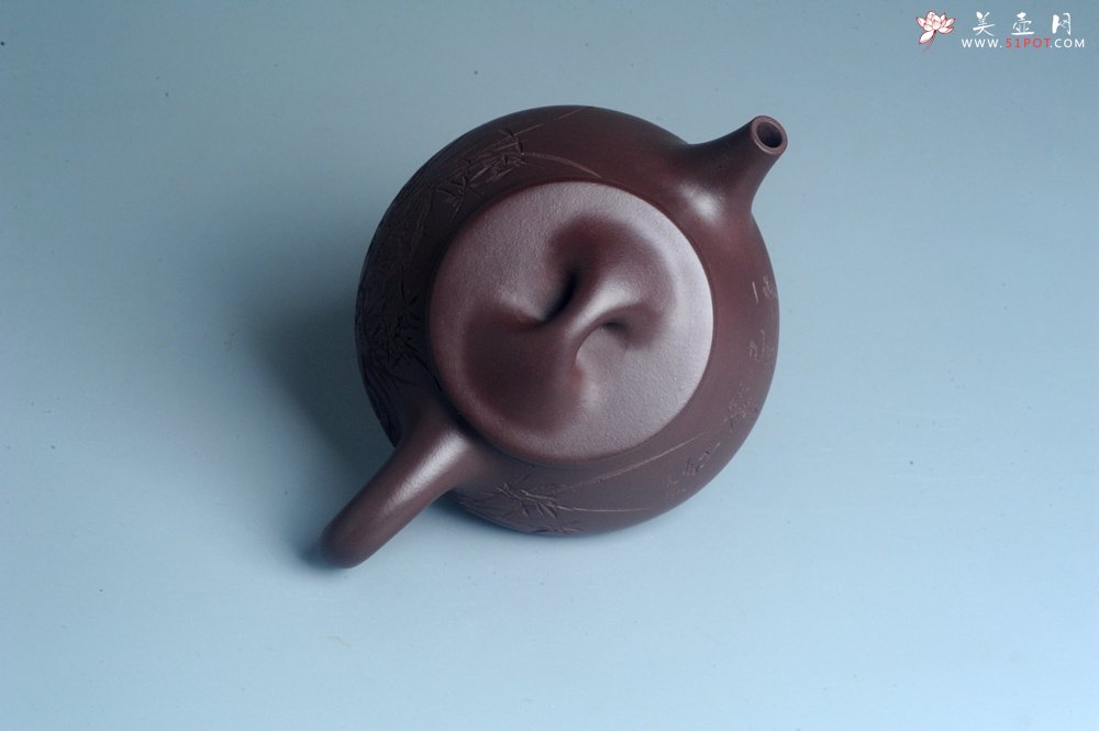 紫砂壶图片：实力派工艺师周斌 优质底槽青全手工精工满瓢壶 刘伟涛徒昊然装饰兰草图 一香已足压千红 - 全手工紫砂壶网